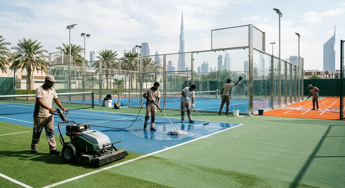 Sports Court Maintenance in the UAE: A Practical Schedule for Turf, Glass, Acrylic and PU